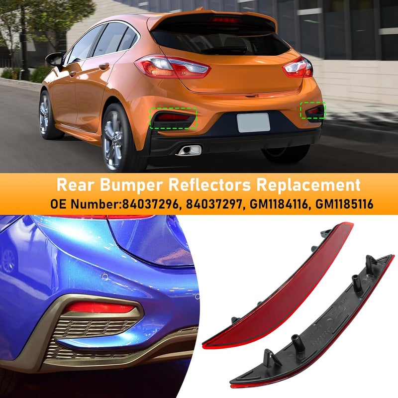 Abodvu Compatible with Chevy Cruze Rear Bumper Reflector 2016-2019,Left Driver & Right Passenger Side Rear Bumper Red Marker Trims,Back Reflector Light W/O Bulb Replacement for 2nd Gen Cruze(1Pair) - Image 3